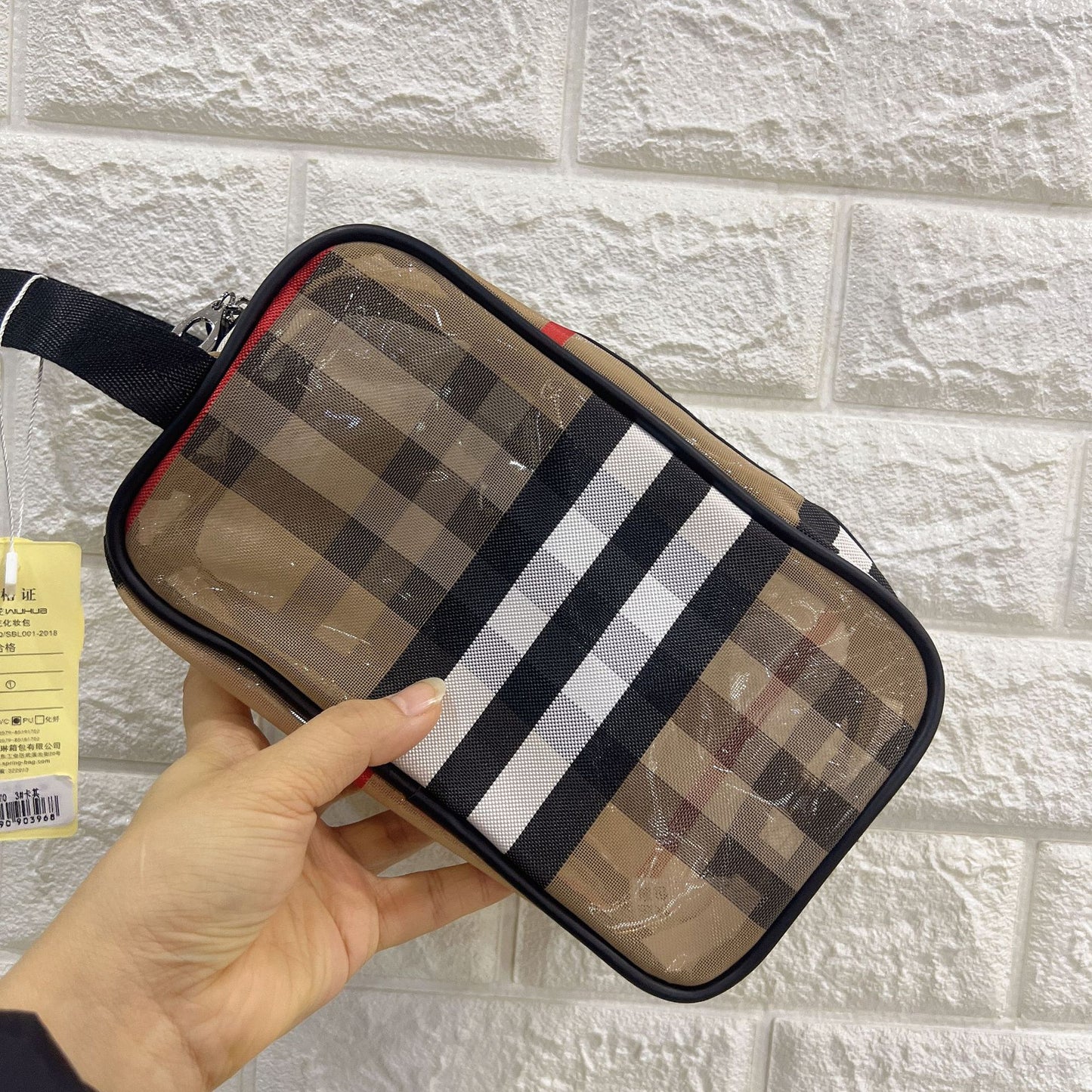 Flower Korean Style Large Capacity Mesh Flocking Cosmetic Bags