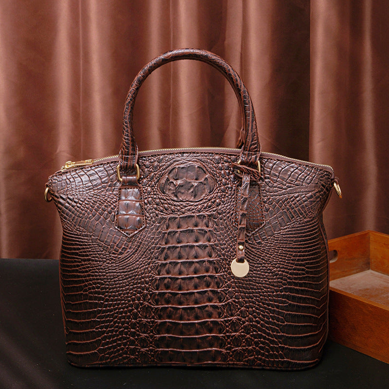 Women's Portable Retro Crocodile Pattern Brahmin Crossbody Bags