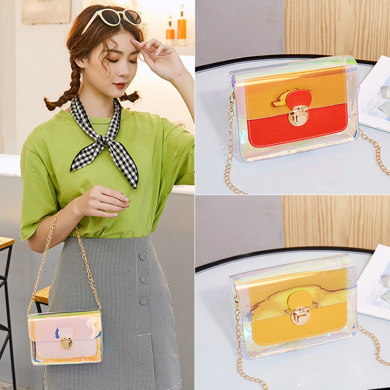 Women's Transparent Jelly Chain Fashionable Elegant Mobile Shoulder Bags