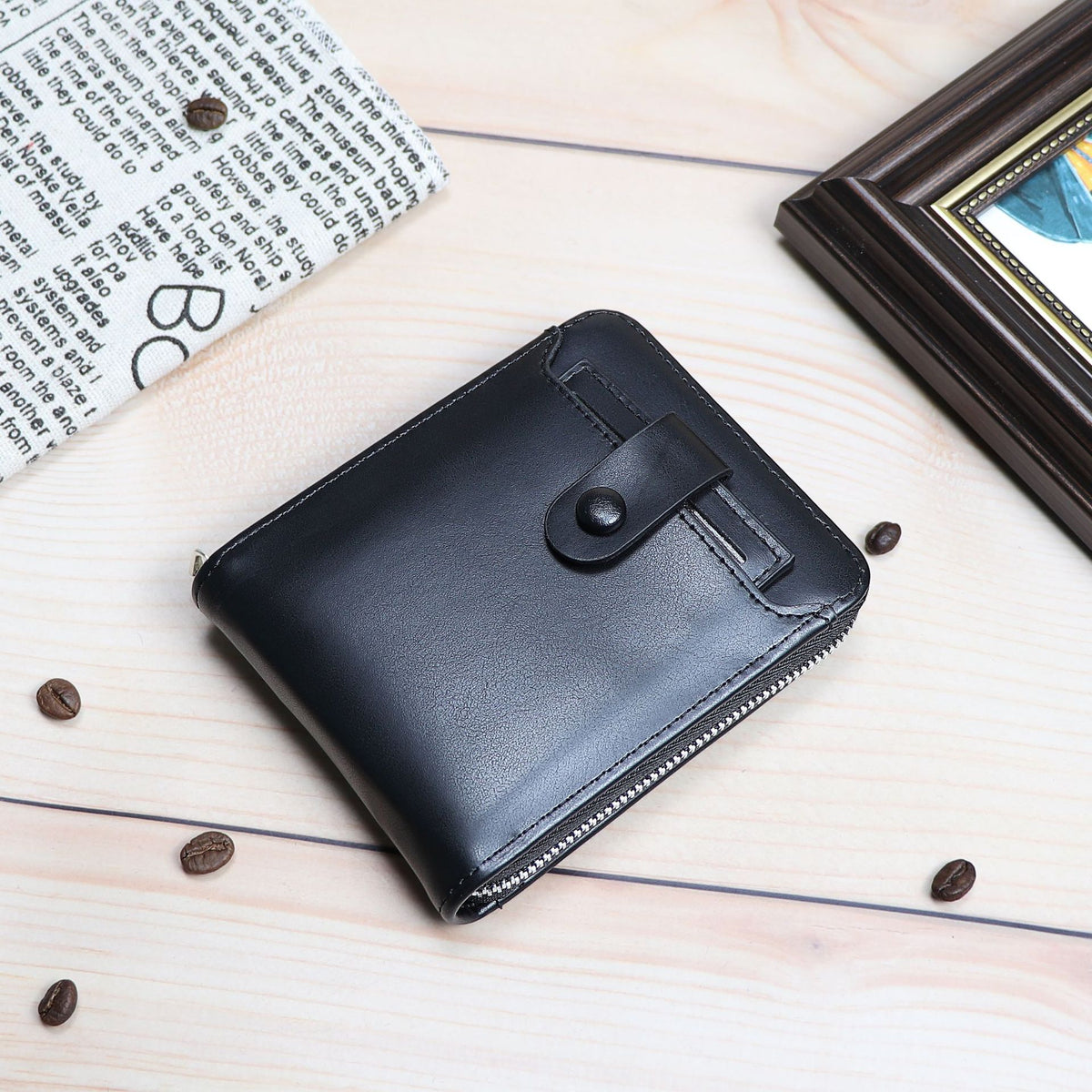 Men's Short Large Capacity External Zipper Portable Men's Wallet