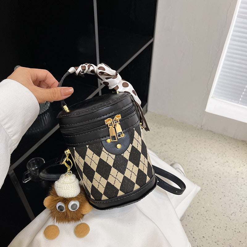 Women's Autumn Textured Cylinder Western Style Portable Crossbody Bags