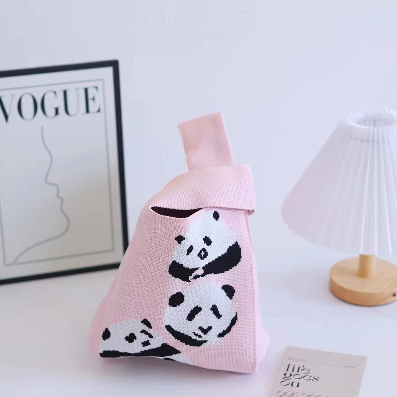 Women's Boat Festival Panda Knitted Wrist Handbags