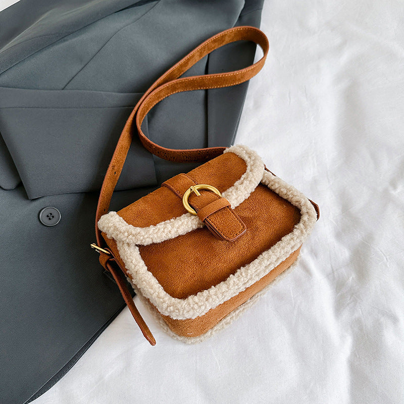 Women's Contrast Color Design One Fashion Lamb Shoulder Bags