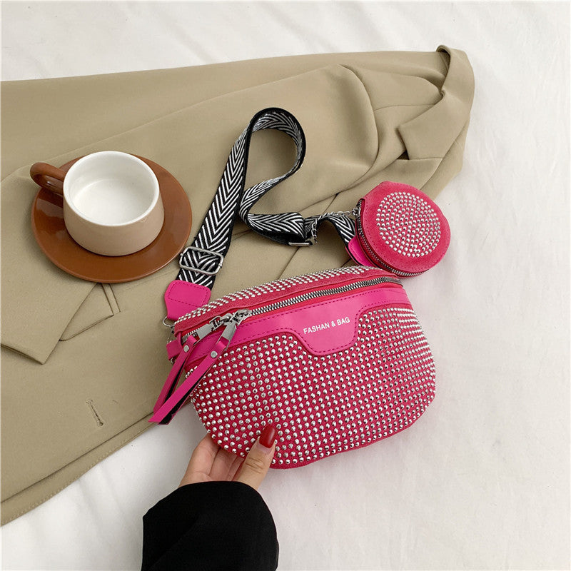 Women's Stylish Simple Rhinestone Fashion Early Autumn Shoulder Bags