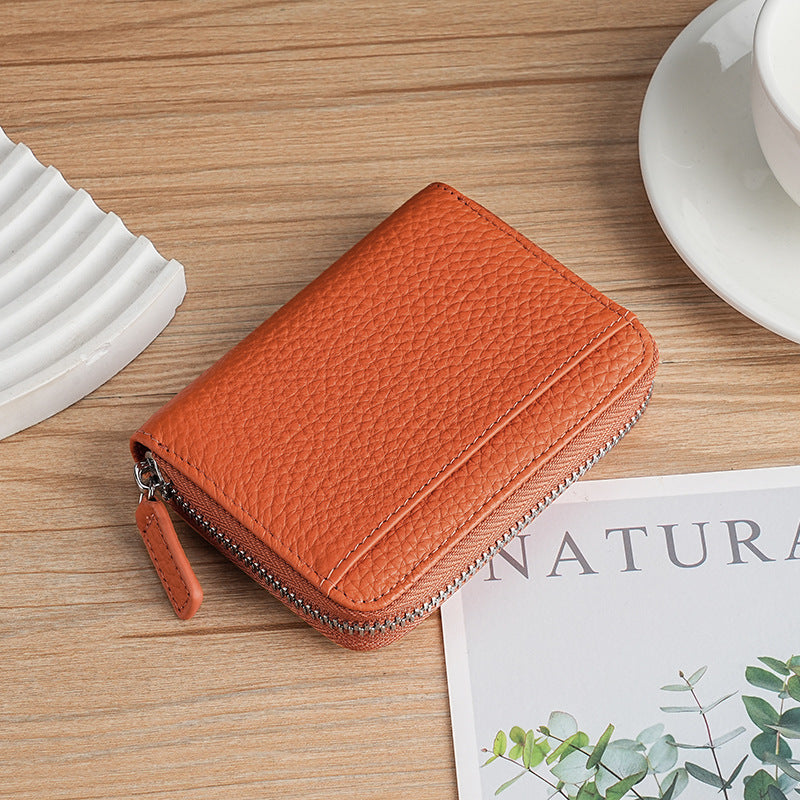 Women's & Men's & Multifunctional Leather Organ Clamp Cowhide Card Holder