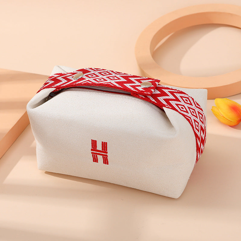 Women's Home Lunch Box Toiletry Canvas Portable Cosmetics Makeup Bag