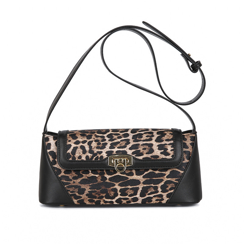 Women's Leopard Print American Style High-grade Stitching Crossbody Bags
