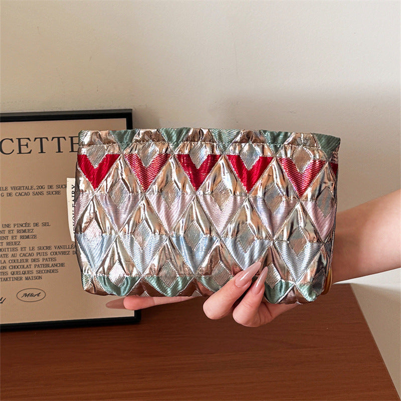 Color Diamond Plaid Portable Wash Buggy Bags