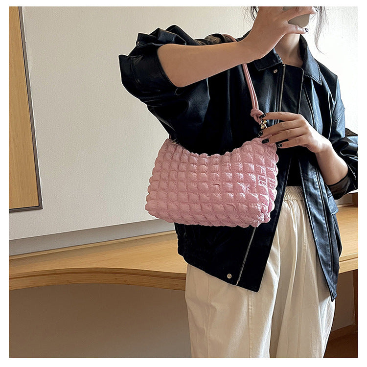 Women's Bubble Soft Pleated Underarm Girly Fashion Crossbody Bags
