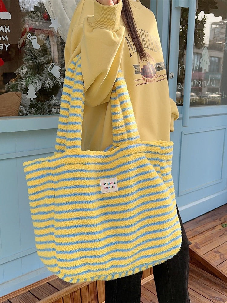 Women's Plush Winter Colorful Polka Dot Class Shoulder Bags