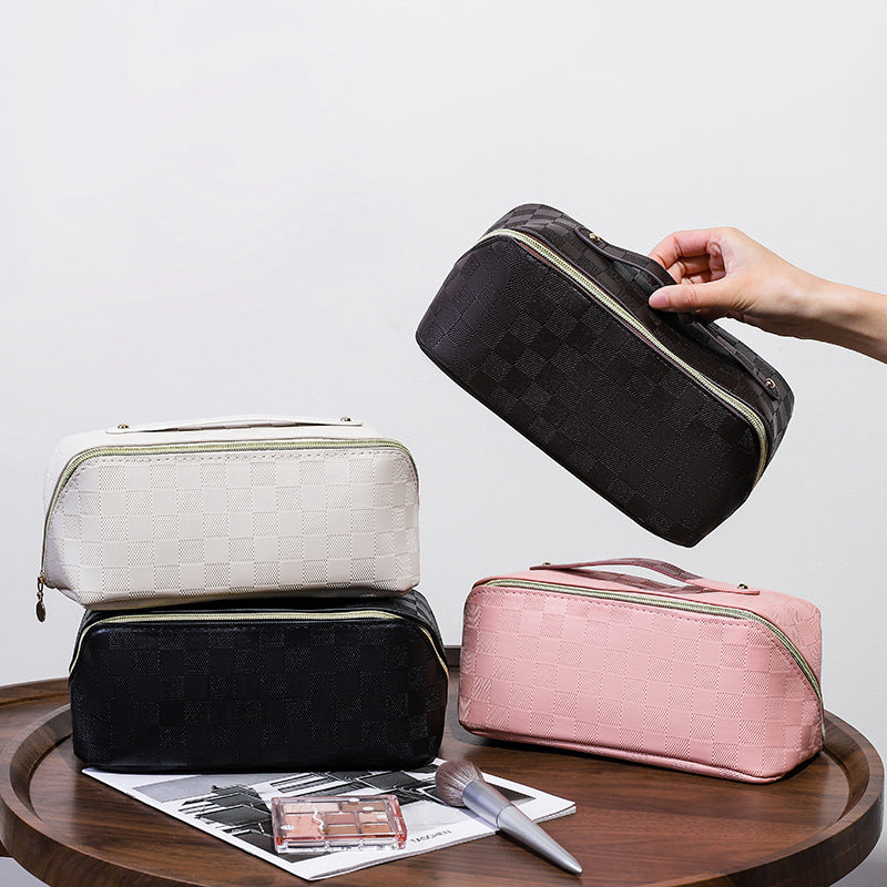 Capacity Chessboard Grid Toiletry Storage Good-looking Bags
