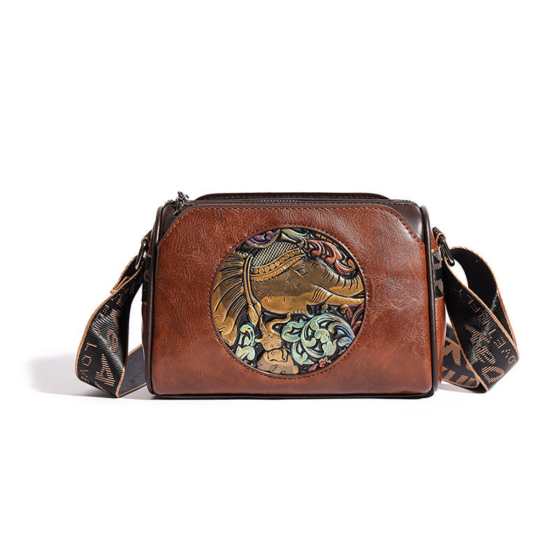 Women's Retro Artistic Chinese Style Fashion Embossing Shoulder Bags