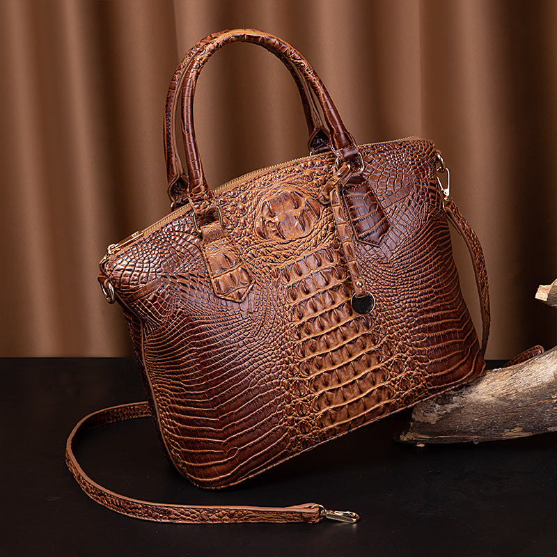 Women's Portable Retro Crocodile Pattern Brahmin Crossbody Bags