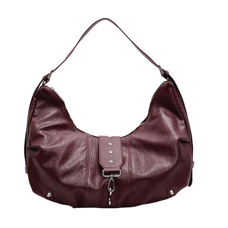 Locomotive Style Versatile Studded Large Capacity Idle Commuting High Women's Messenger Bag