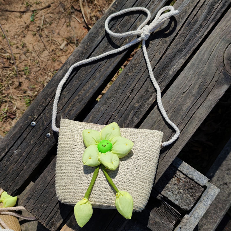 Children's Summer Weaving Straw Cute Mobile Western Phone Bags
