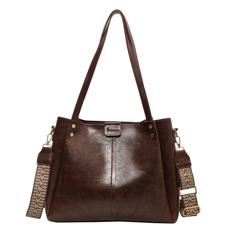 Glamorous Large Capacity Commuter Texture Wide Crossbody Bags