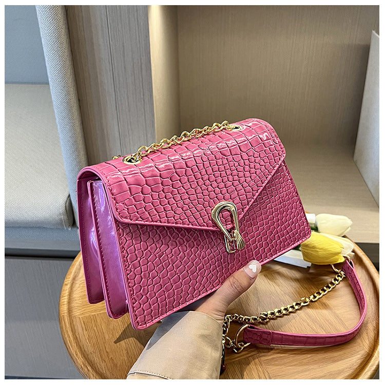 Women's Red Crocodile Pattern Chain Springtide Flow Crossbody Bags