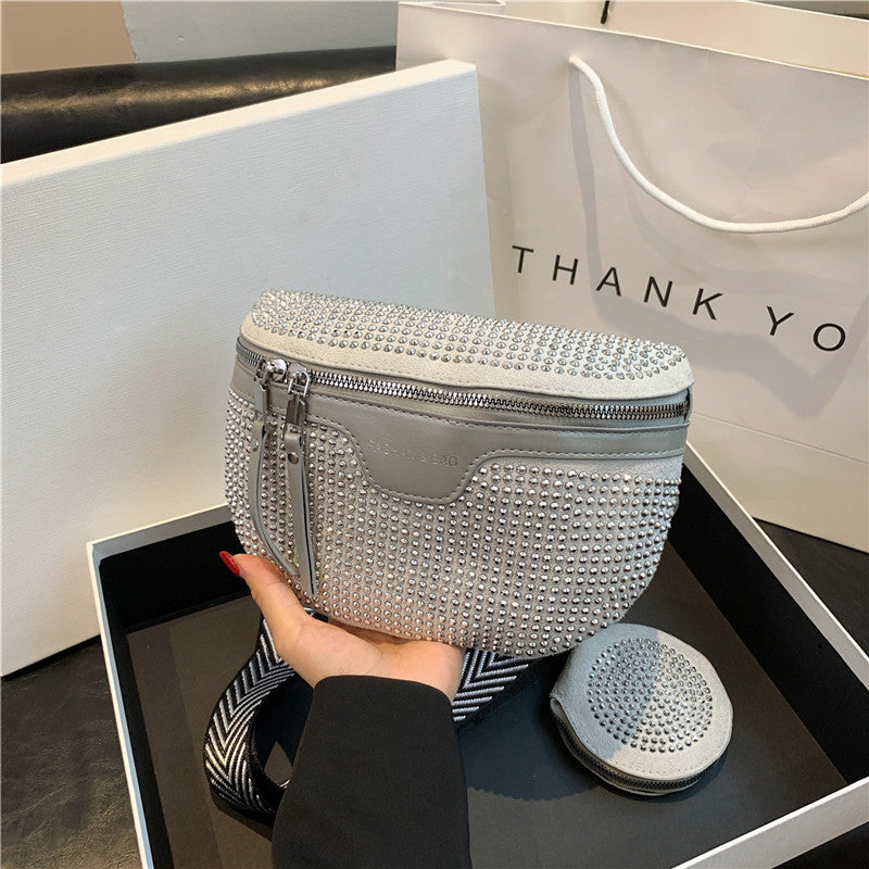 Women's Stylish Simple Rhinestone Fashion Early Autumn Shoulder Bags
