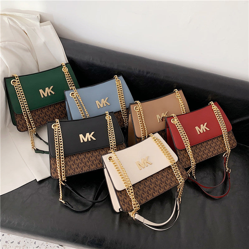 Women's Chain Contrast Color Fashion Texture Large Shoulder Bags