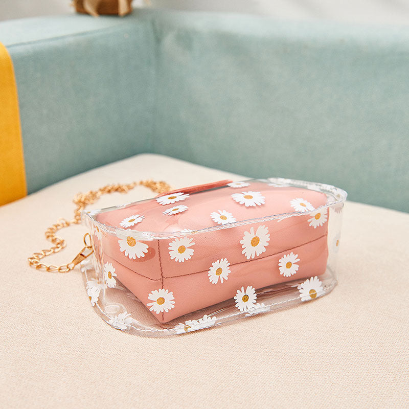 Women's Korean Style Daisy Transparent Jelly Son Shoulder Bags