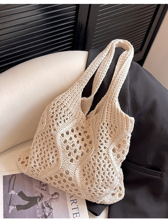 Knitted Hollow Beach Woven Goddess Festival Shoulder Bags