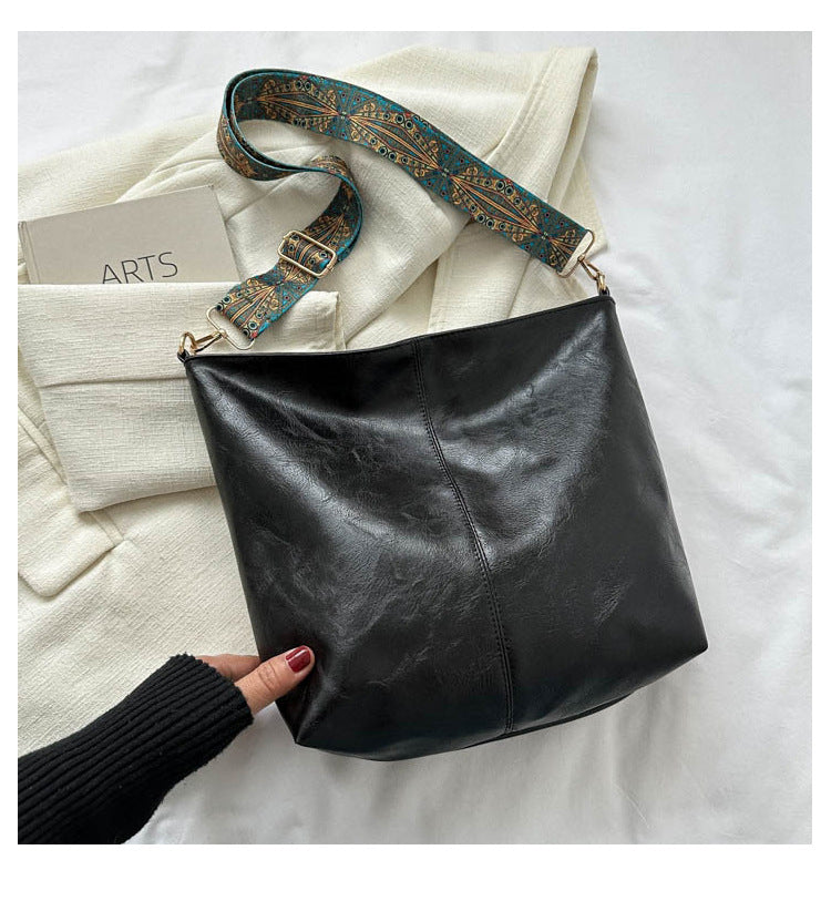 Women's Capacity Retro Broadband Advanced Texture Commuter Crossbody Bags