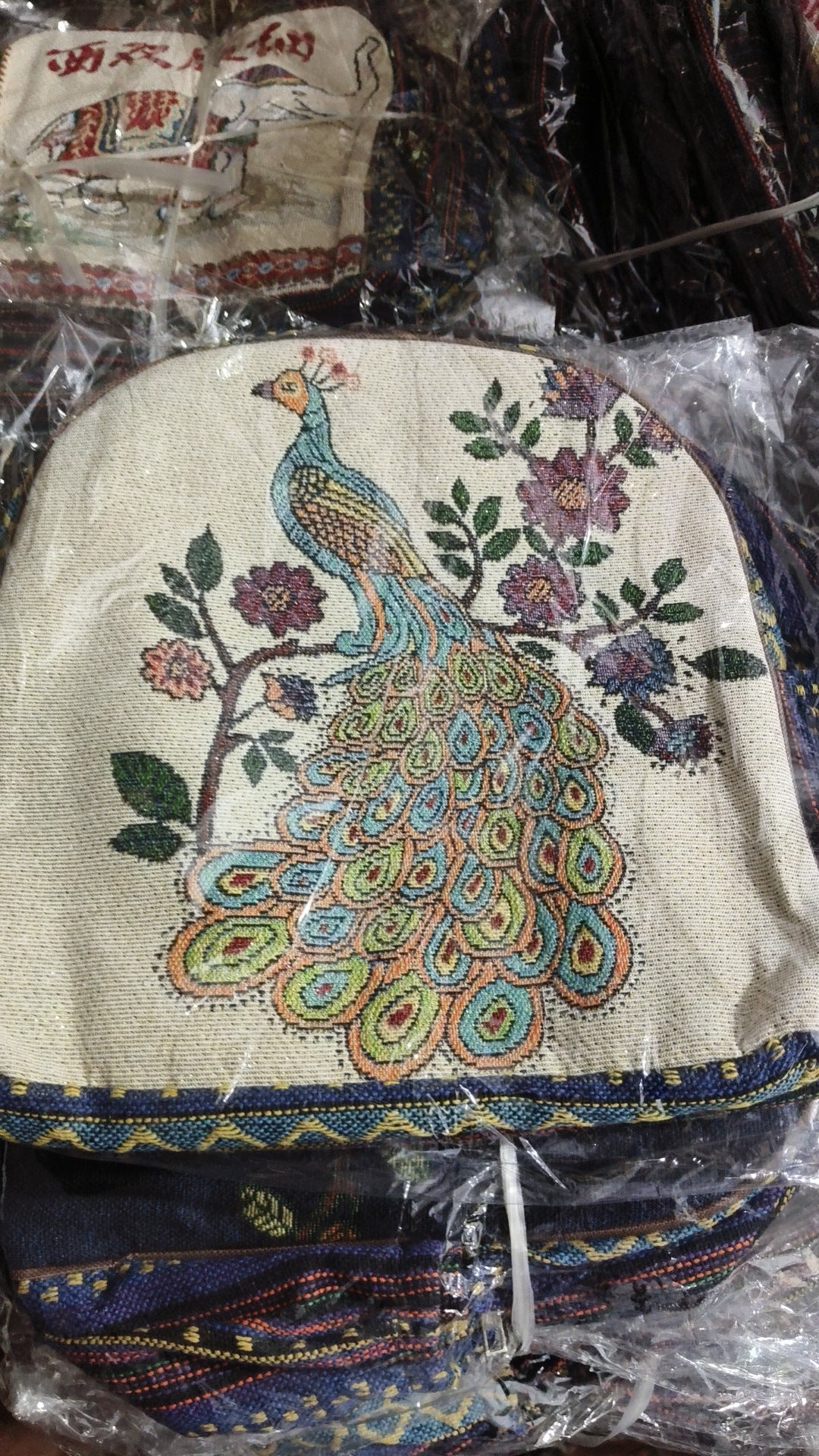Style Gold Silk Embroidered Elephant National Backpacks