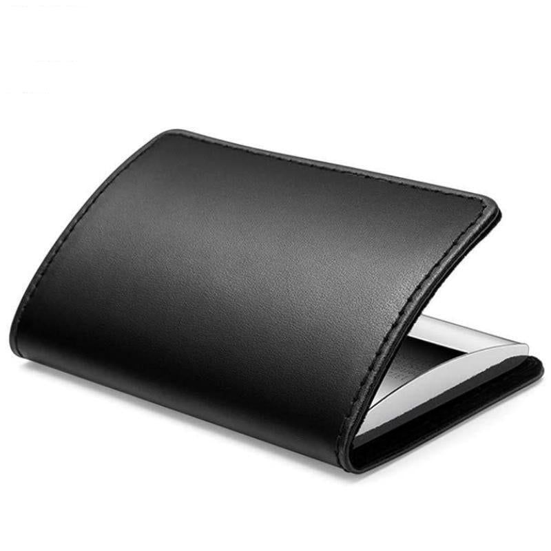 Women's & Men's & Genuine Leather Large Capacity Metal Office Supplies Business Cowhide Card Holder