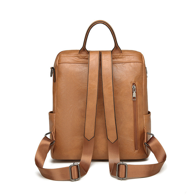 Women's Retro High-grade Soft Leather Large Capacity Backpacks