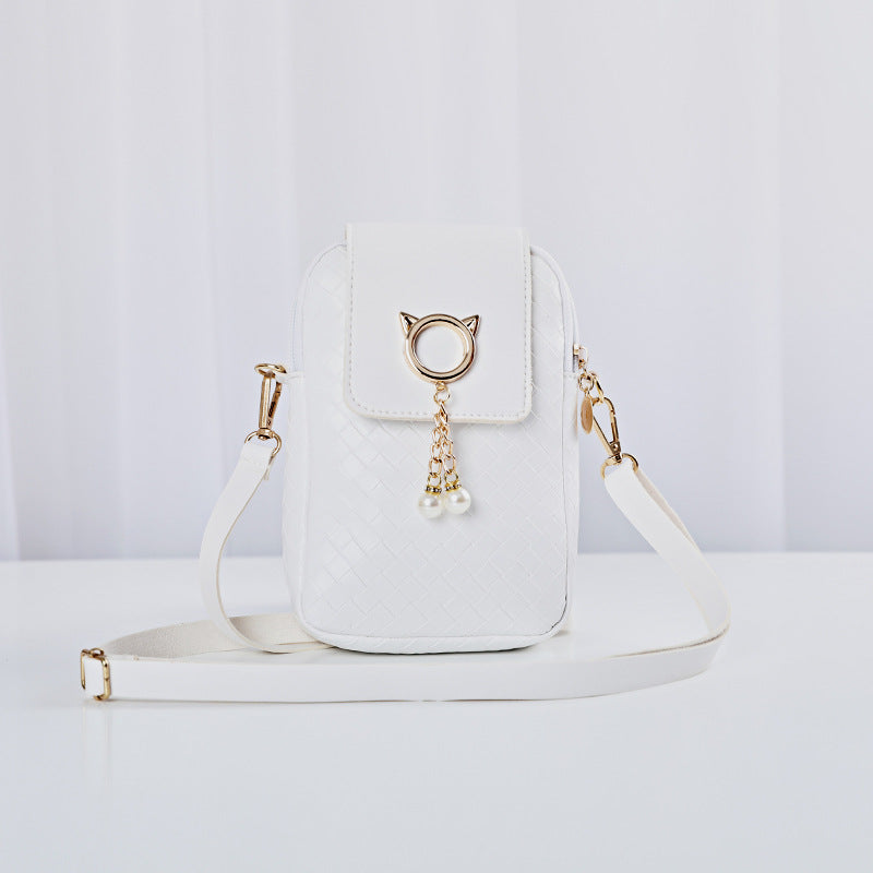 Women's Spring Fashion Woven Mini Pearl Shoulder Bags