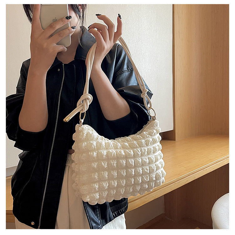 Women's Bubble Soft Pleated Underarm Girly Fashion Crossbody Bags