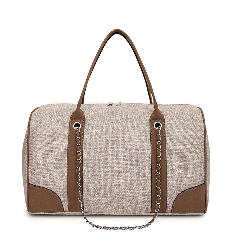 Women's Large Capacity Contrast Color Canvas Commuter Shoulder Bags