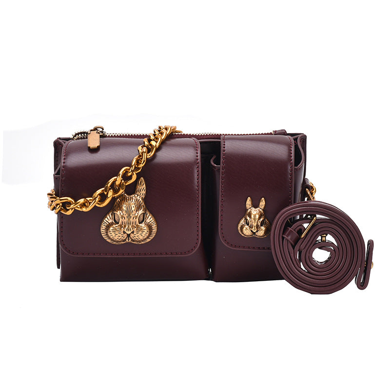 Women's Minority Fashion Haulage Motor Chain Rabbit Crossbody Bags