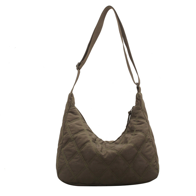 Women's Korean Style Popular Embroidery Thread Rhombus Shoulder Bags