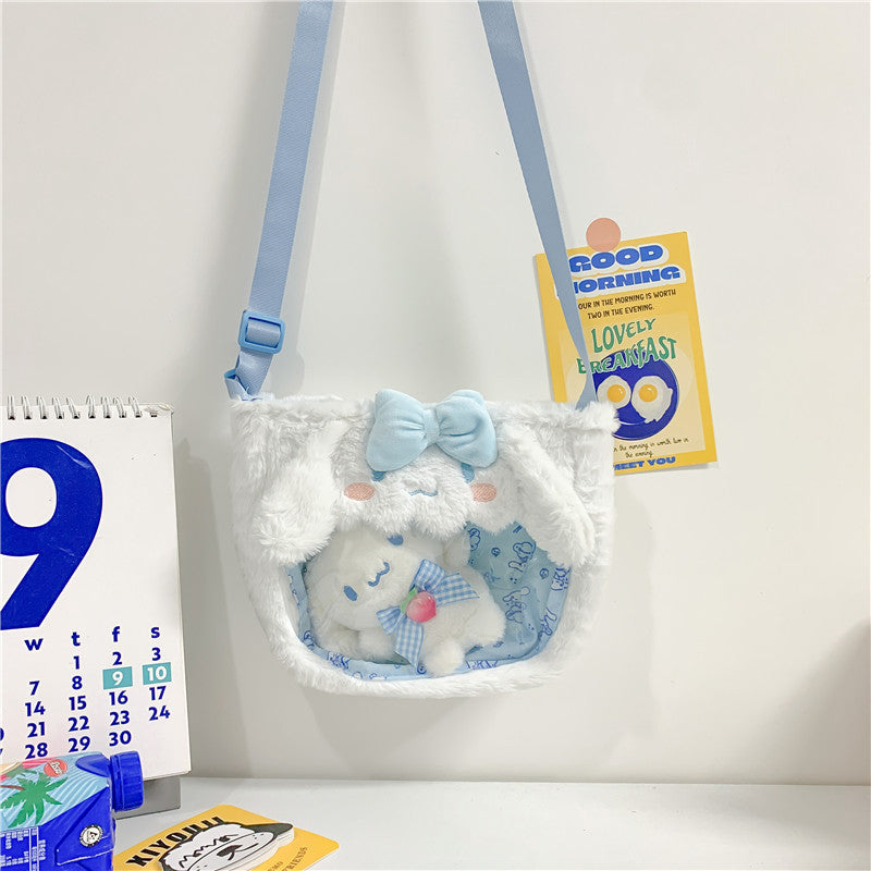 Cute Transparent Cartoon Puppy Rabbit Doll Crossbody Bags