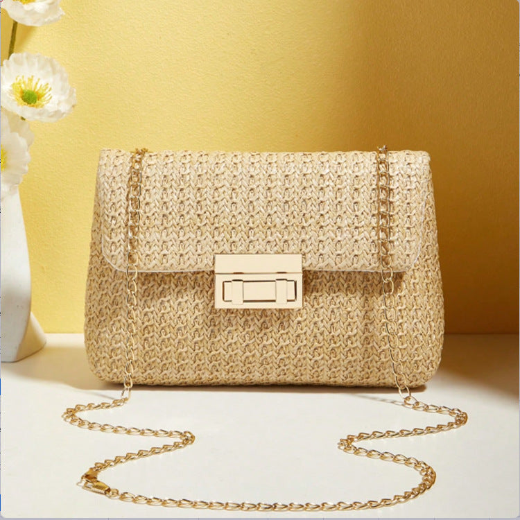 Women's Trendy Sweet Style Fashion Straw Double-headed Women's Messenger Bag