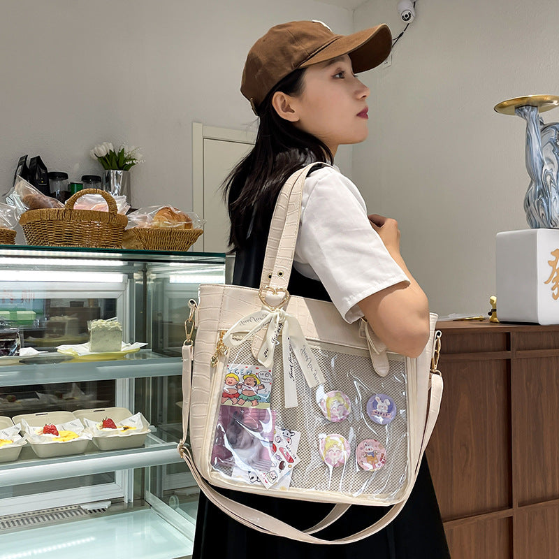 Cartoon Underarm Crocodile Pattern Transparent Portable Crossbody Bags