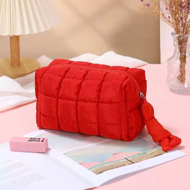 Embroidered White Storage Space Cotton Jacket Makeup Bag