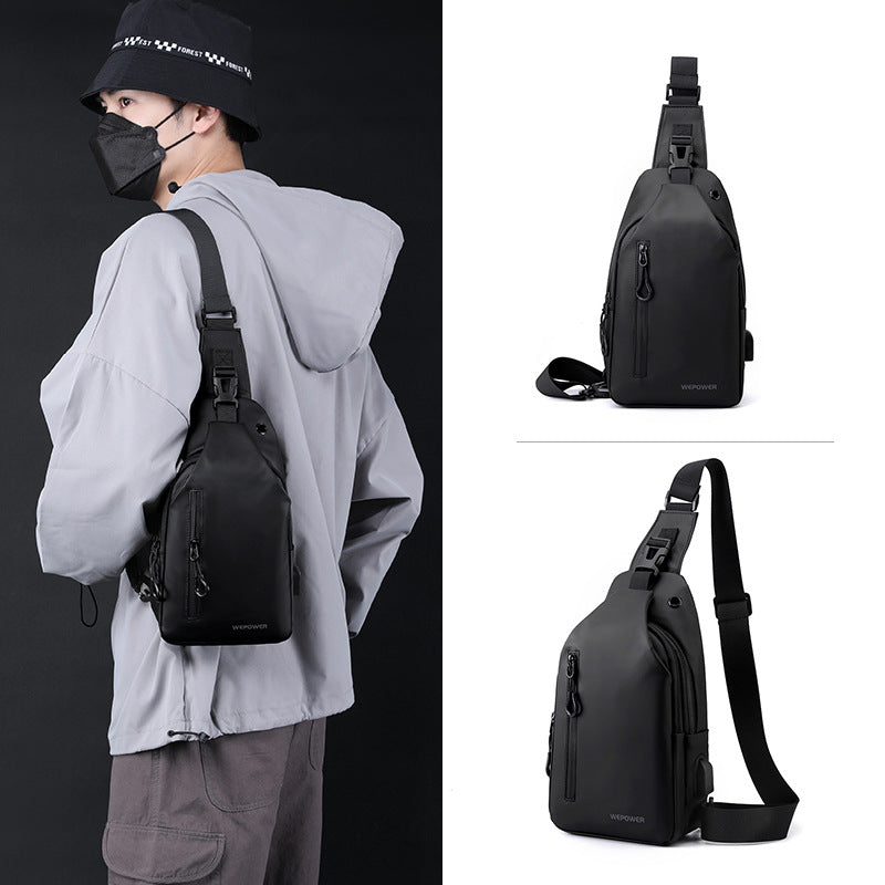 Men's Large Capacity Korean Style Motorcycle Waterproof Men's Chest Bags