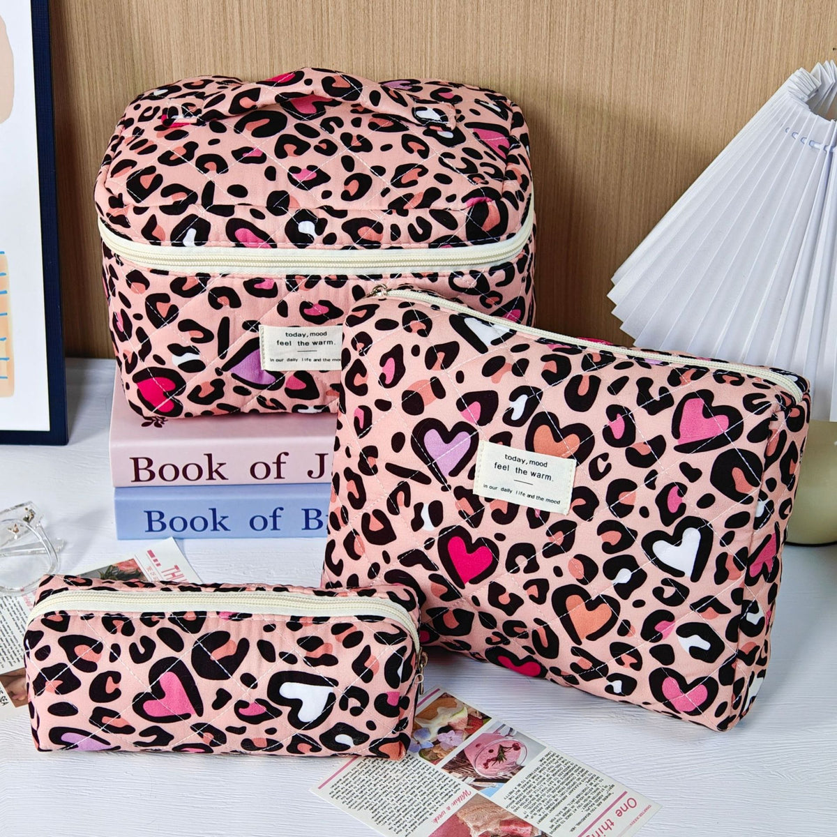 Polyester Cotton Leopard Vertical Large Capacity Bags
