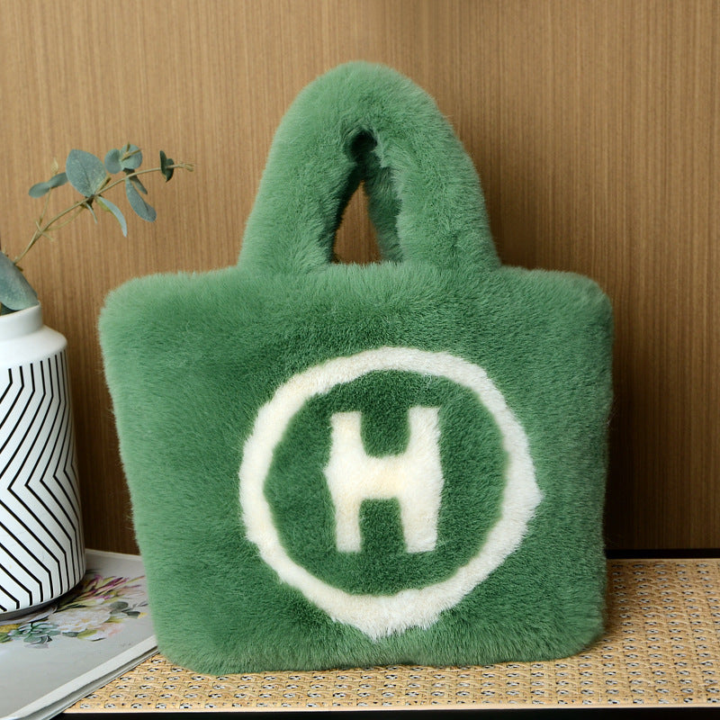 Plush Letter Cute Light Luxury Strap Handbags