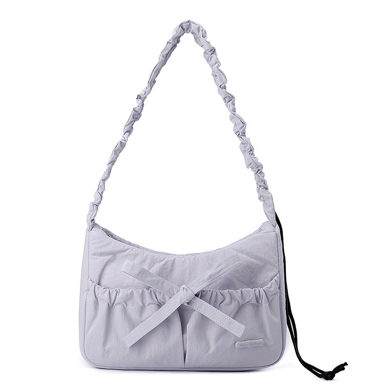 Women's Korean Ballet Style Drawstring Ruffle Bow Shoulder Bags