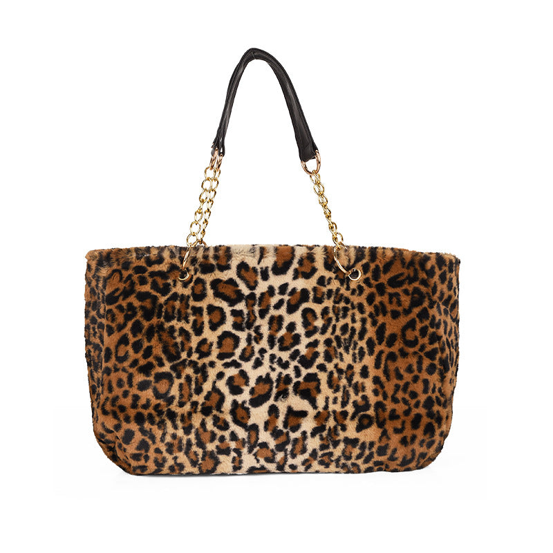 Stylish Glamorous Fur Portable Plush Shopping Bags
