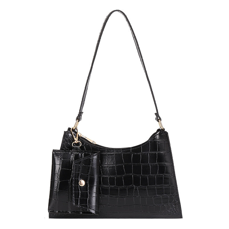 Women's New Crocodile Pattern Underarm Two-piece Shoulder Bags