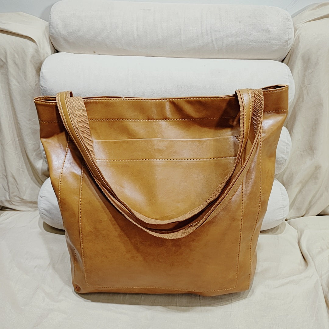 Women's Pocket One Retro Oil Waxed Large Capacity Bags