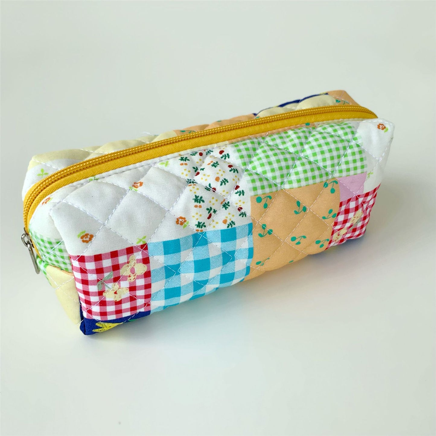 Brush Cotton Embroidery Quilted Large Capacity Pencil Cosmetic Bags