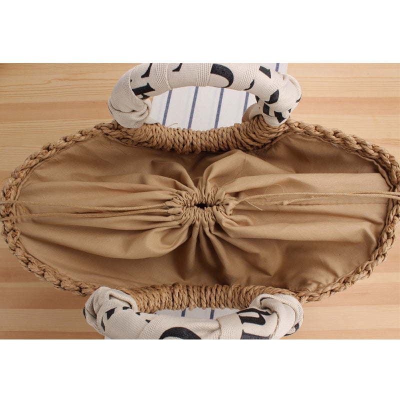 Letter Scarf Portable Papyrus Woven Straw Outing Shoulder Bags