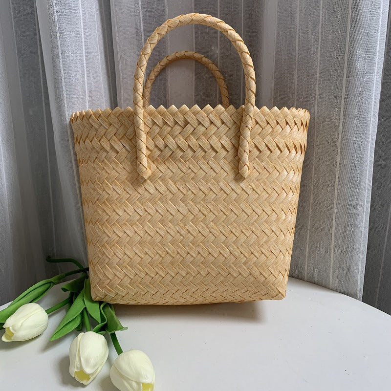 Women's Vegetable Basket Imitation Rattan Woven Hand Gift Handbags
