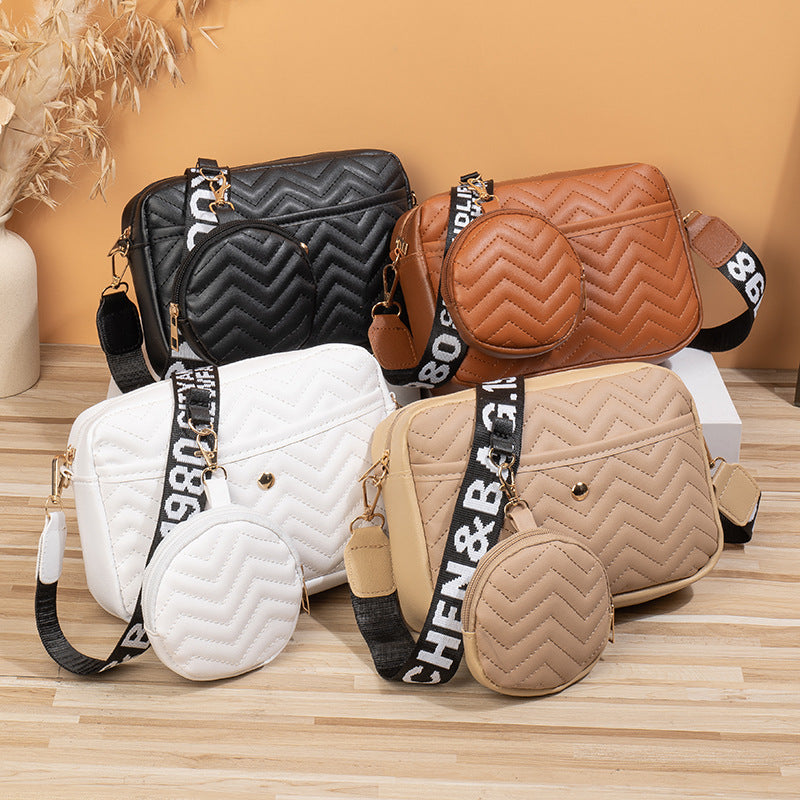 Women's Korean Style V Pattern Fashion Embroidery Crossbody Bags