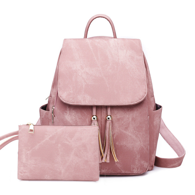 Women's Candy Color Large Capacity Trendy Tassel Backpacks